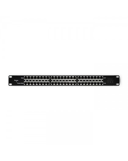 Qoltec Patch panel RACK| 48V | 24 porty | Passive PoE Injector | Czarny
