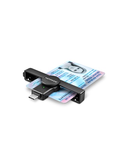 Axagon foldable pocket USB-C smart/ID card reader.