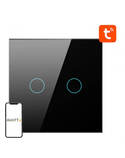 Smart Light Switch ZigBee Avatto ZTS02-EU-B2 2 Way TUYA (black)