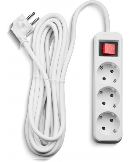 Fuj:tech 3-part extension cord, 5 m, white