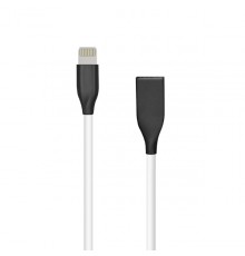Силиконовый кабель USB- Lightning, 1m (белый)