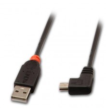 USB Cable - LINDY Type A to Mini-B, 2 m, 90-degree right angle, USB 2.0