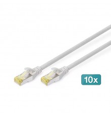DIGITUS CAT 6A S/FTP Patch Cable, 10 pieces, 3m, gray