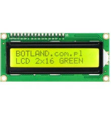 LCD screen 2x16 characters green with connectors - justPi