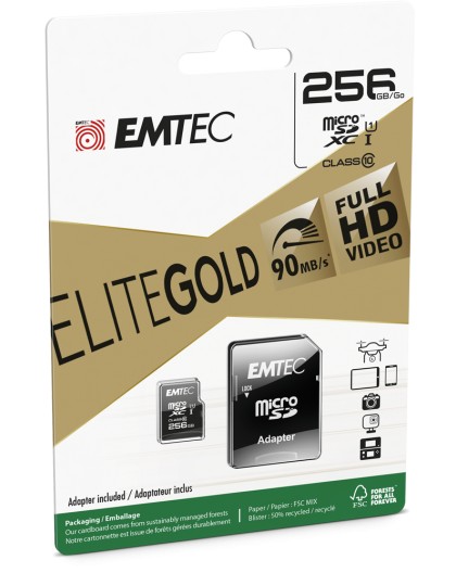 Emtec mSD 256GB UHS-I U1 EliteGold + Adapter