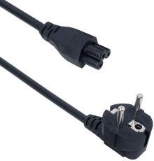 Fuj:tech CEE 7/7 - C5 - Power cord with angled plug, black, 3 m