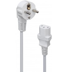 Fuj:tech CEE 7/7 - C13 - power cord with angled plug, white, 5 m