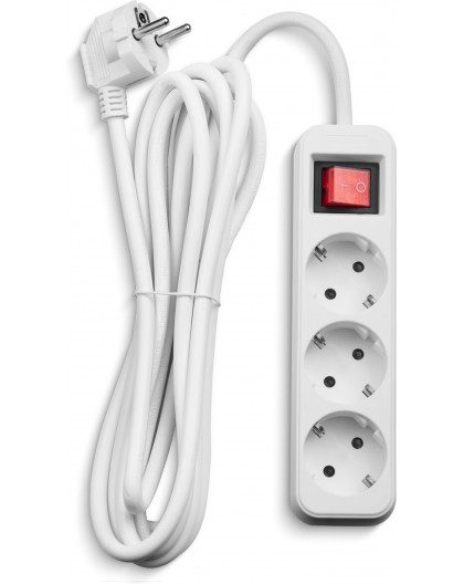 Fuj:tech 3-piece extension cord, 3 m, white