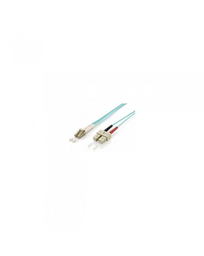 Aprīkojiet LWL patchkabeli LC-SC 0,50m multimode duplex OM3 turkozes krāsā.