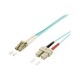 Aprīkojiet LWL patchkabeli LC-SC 0,50m multimode duplex OM3 turkozes krāsā.