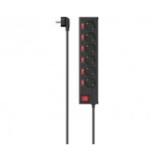 Hama multifunctional socket, 6 pieces, black, individually switchable, 223158