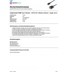 DVI-D 24+1 HDMI (ST-ST) 2m Adapter Cable Black
