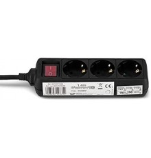 REV Socket line 3 times 1.4 m black with switch