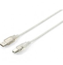 Equip USB Cable 2.0 A-B St/St 3.00m Transparent Polybag