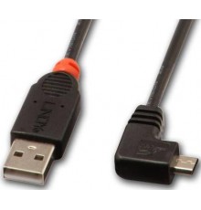 USB Cable - LINDY Type A to Micro-B, 2 m, Right Angle Connector, USB 2.0