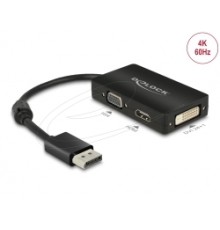 DELOCK DVI vīriešu adapteris DisplayPort 1.2 sieviešu pieslēgumam melns