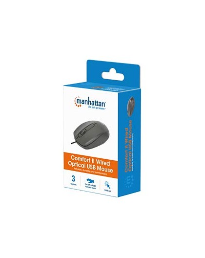 MANHATTAN Comfort II Optical USB Mouse Black