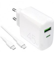 Charger Puro "PRO LITE" 45W USB-C/USB + Cable, White
