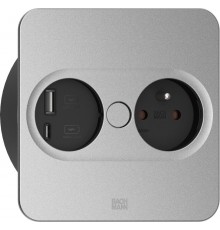 Bachmann 946.015 socket-outlet Type E + USB A + USB C Stainless steel