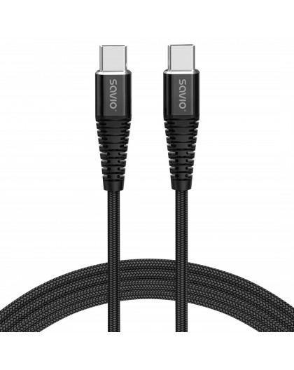 Savio CL-159 USB cable 1 m USB 2.0 USB C - USB C Black