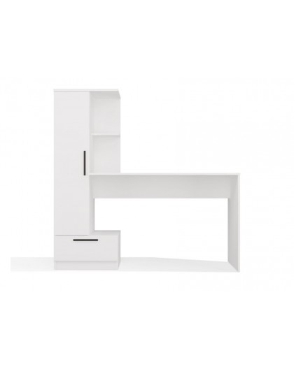 Cosmo Desk + Bookcase Set, White