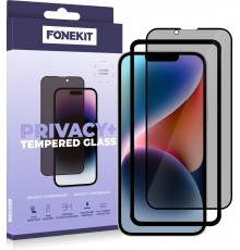FoneKit Privacy+ Full Cover -screen protector, iPhone 13 / 13 Pro / 14, black