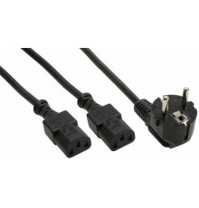 InLine CEE 7/7 - 2 x C13 -Y-cable with angled plug, 5 m