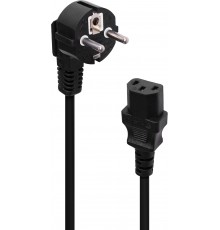 Fuj:tech CEE 7/7 - C13 - power cable with angled plug, black, 0.5 m
