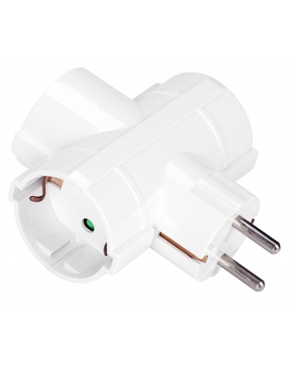 Fuj:tech 3-piece power socket splitter, white