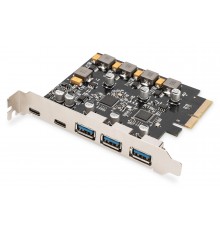 Digitus PCIe card 2x USB-C + 3x USB A
