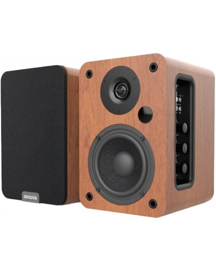 Aiwa ASP-A200 active speaker pair, brown