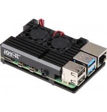 Raspberry Pi -alumiinikorpus ventilaatoritega, Raspberry Pi 4 B, must