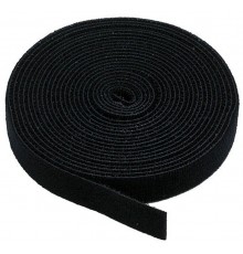 DELTACO Hook And Loop -tarranauha, 9 mm, musta, 10 m
