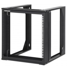 Intellinet 19" Wall Mount Open Frame Network Rack, 9U, Front-hinged Swing Frame Flat Pack, 2-Post, 17.7 in. Depth, Black RAL 900