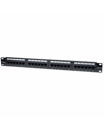 Intellinet Patch Panel, Cat6, UTP, 24-Port, 1U, Black