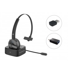 Conceptronic POLONA Wireless Bluetooth Headset with Charging Dock & Bluetooth USB Audio Adapter