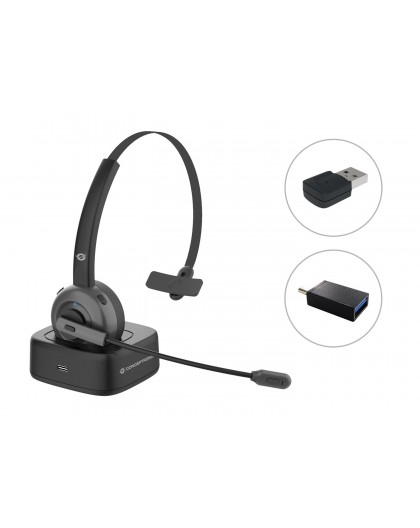 Conceptronic POLONA Wireless Bluetooth Headset with Charging Dock & Bluetooth USB Audio Adapter