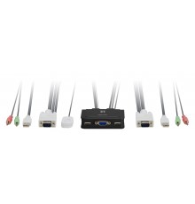 LevelOne 2-Port USB VGA Cable KVM Switch, audio support