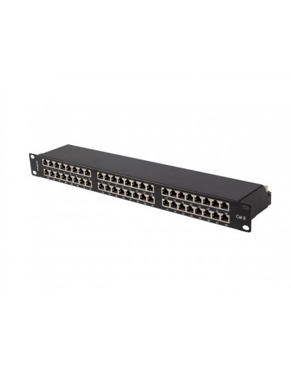 PATCH PANEL 48 PORT 1U 19" CAT6 FTP SHIELDED BLACK LANBERG