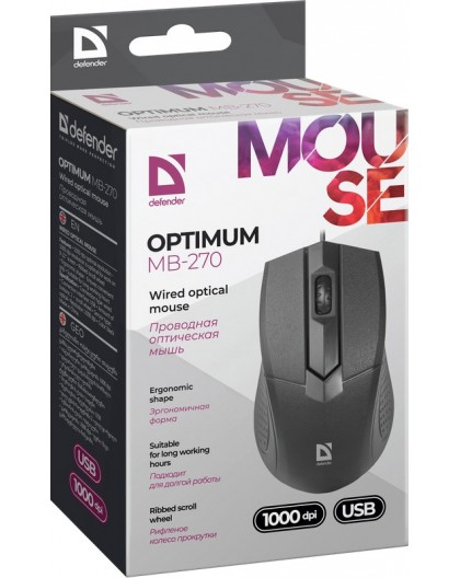 Defender Optimum MB-270 mouse Office Right-hand USB Type-A Optical 1000 DPI