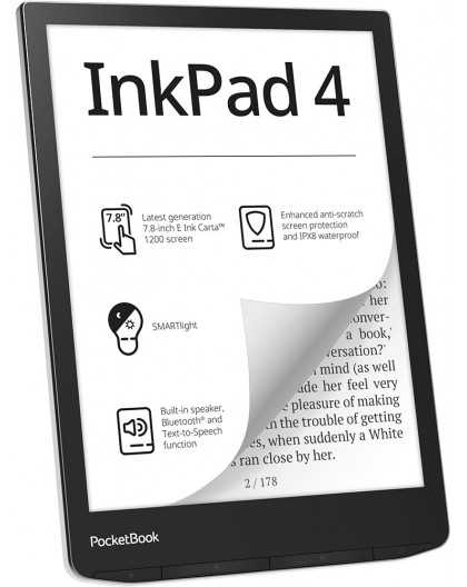 PocketBook InkPad 4 e-book reader Touchscreen 32 GB Wi-Fi Black, Silver